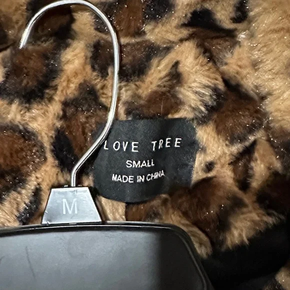 Love Tree Brown Faux Fur Animal Print Coat - Picture 2 of 3